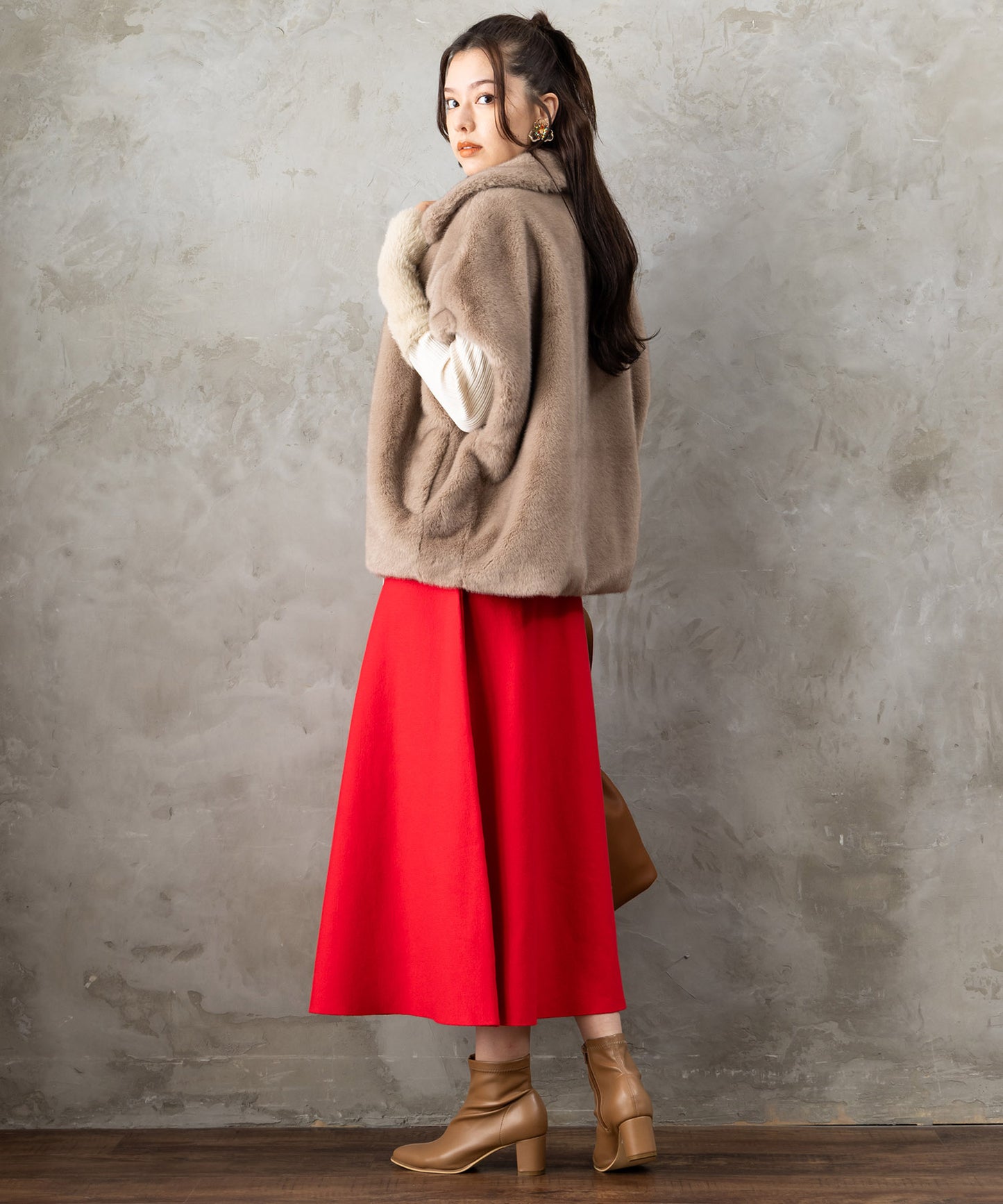 14-5887【FONT LAB】ミラノリブニットフレアスカート