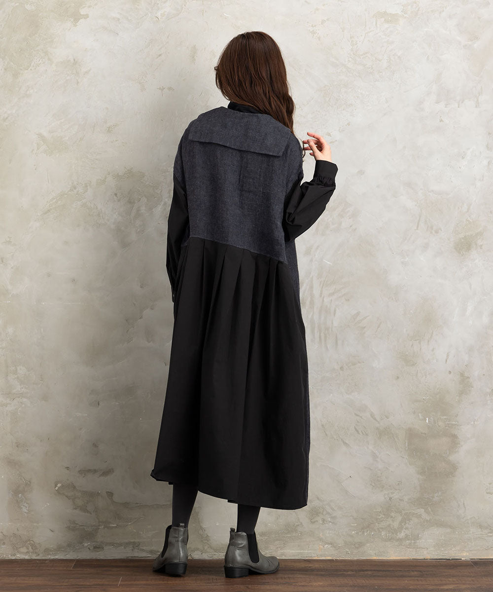 リネン起毛セーラーカラーワンピース