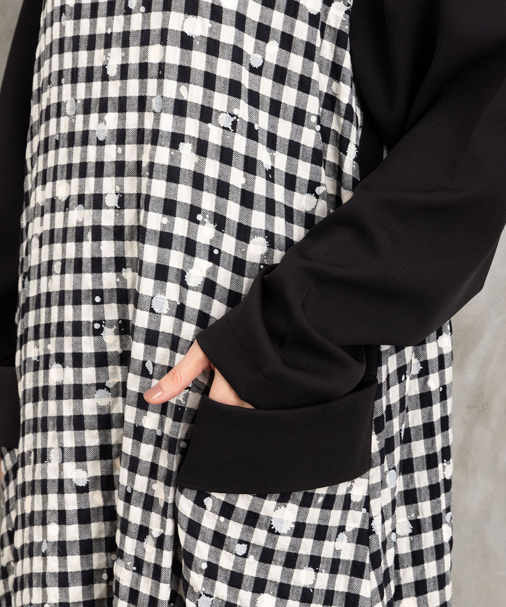 21号(6L～) KOKOMARINA ギンガムチェックスパッタリングワンピース