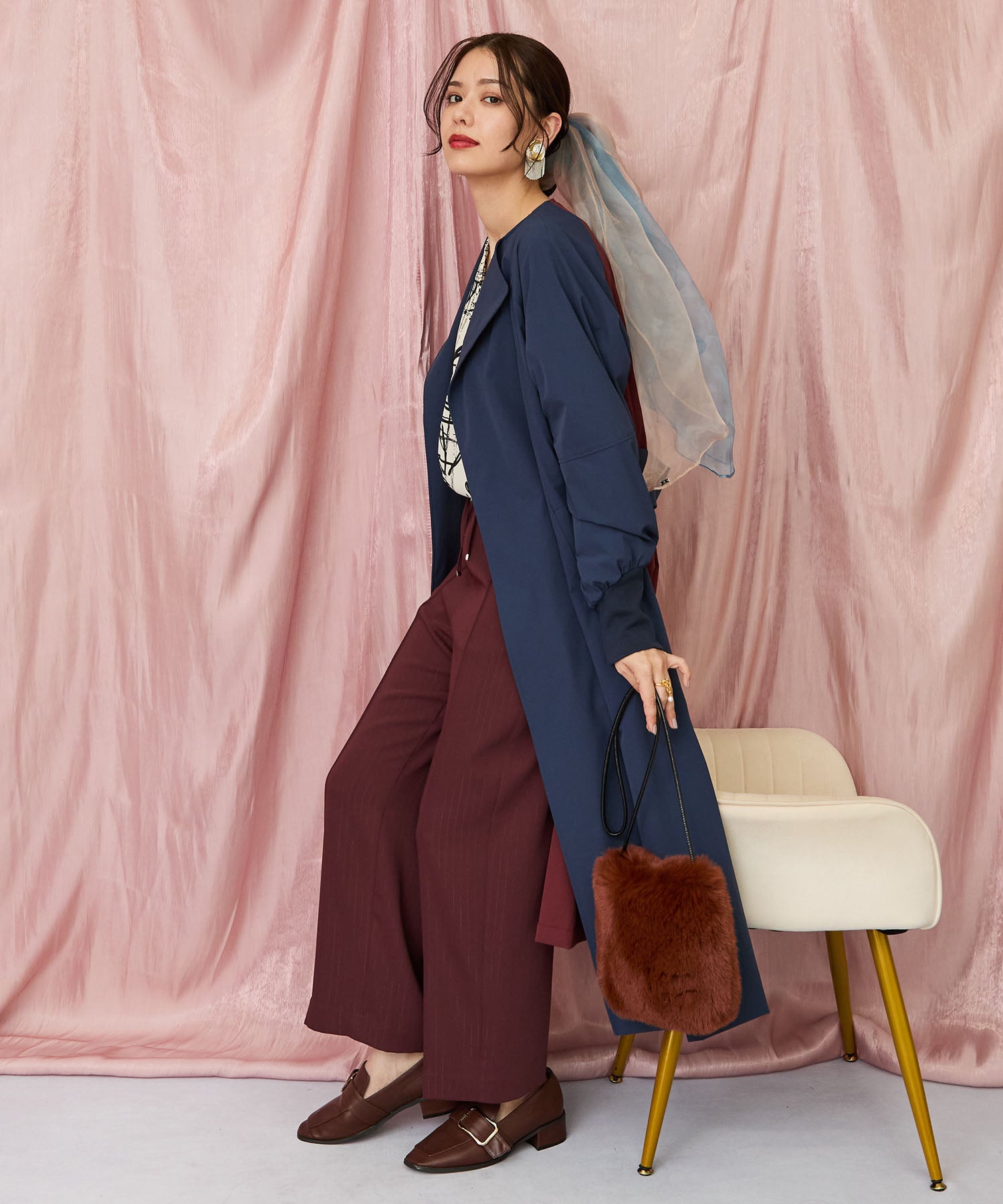 71-5584【FONT LAB】バイカラーリブスリーブコート