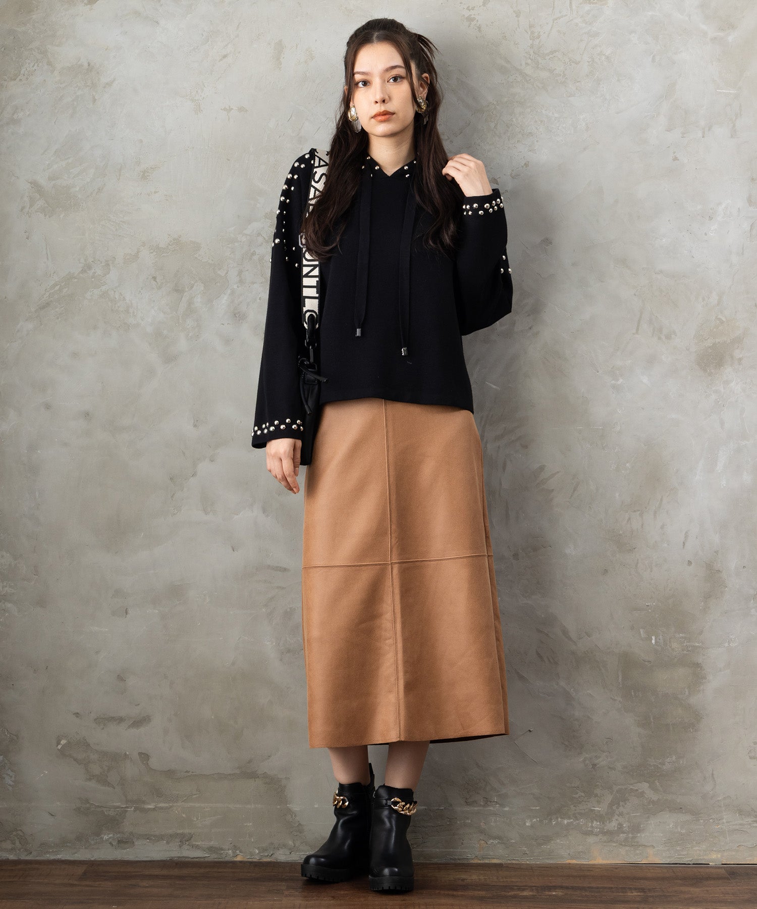 レディース フェイクレザー ミモレ丈 スカート｜JETSET SOLO PLUS