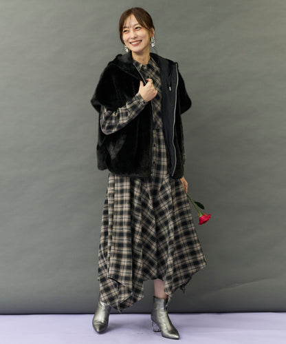 【WILD PONY】チェックハンカチーフヘムシャツワンピース