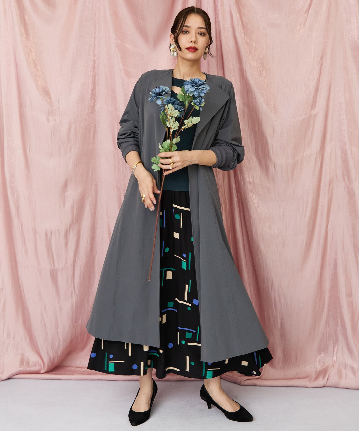 71-5584【FONT LAB】バイカラーリブスリーブコート