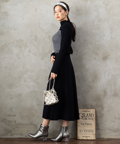 58-5669【FONT LAB】バイカラーボトルネック×ケープアンサンブル