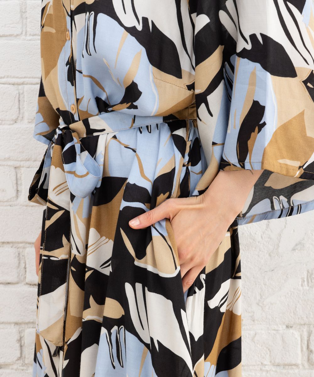 KAFFE curveモンステラプリントワンピース