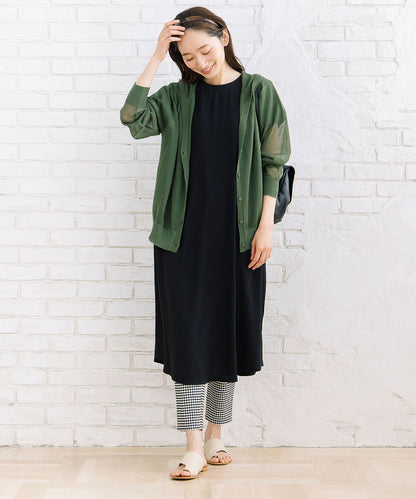 30-9697　【COOL・UV・防シワ】スムースジョーゼットリブワンピース