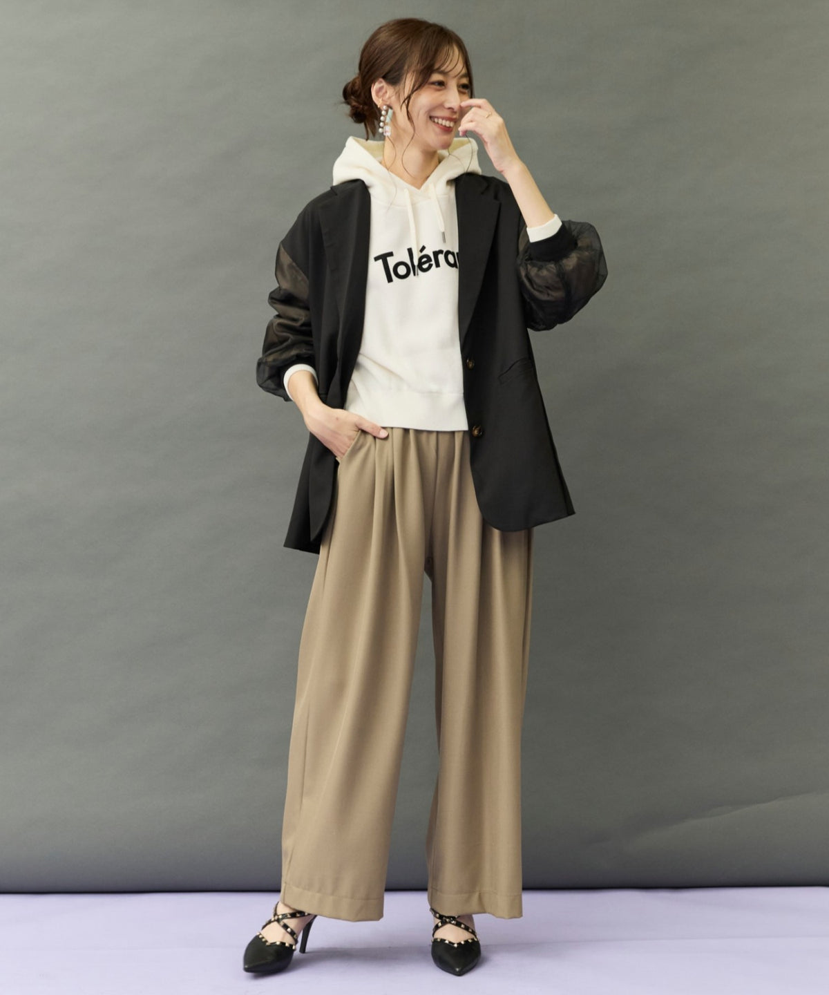 【JETSET SOLO PLUS】タックドロストワイドパンツ