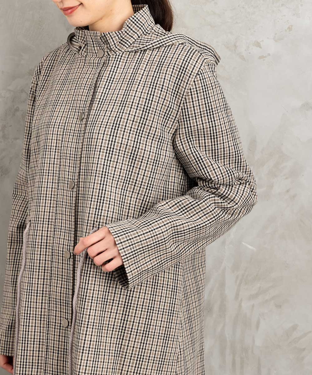 Humility ウエストドロストフーディチェックコート