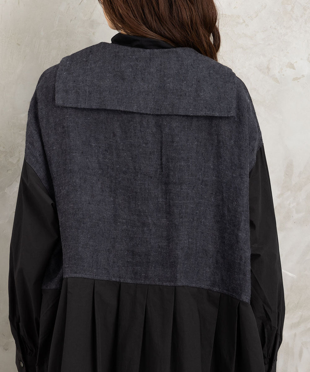 リネン起毛セーラーカラーワンピース