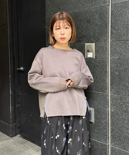 【FONT LAB】ケーブルコンビZIPデザインスウェット