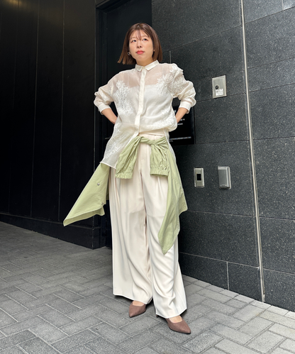 【JETSET SOLO PLUS】ソフトドレープツイルフレアワイドパンツ