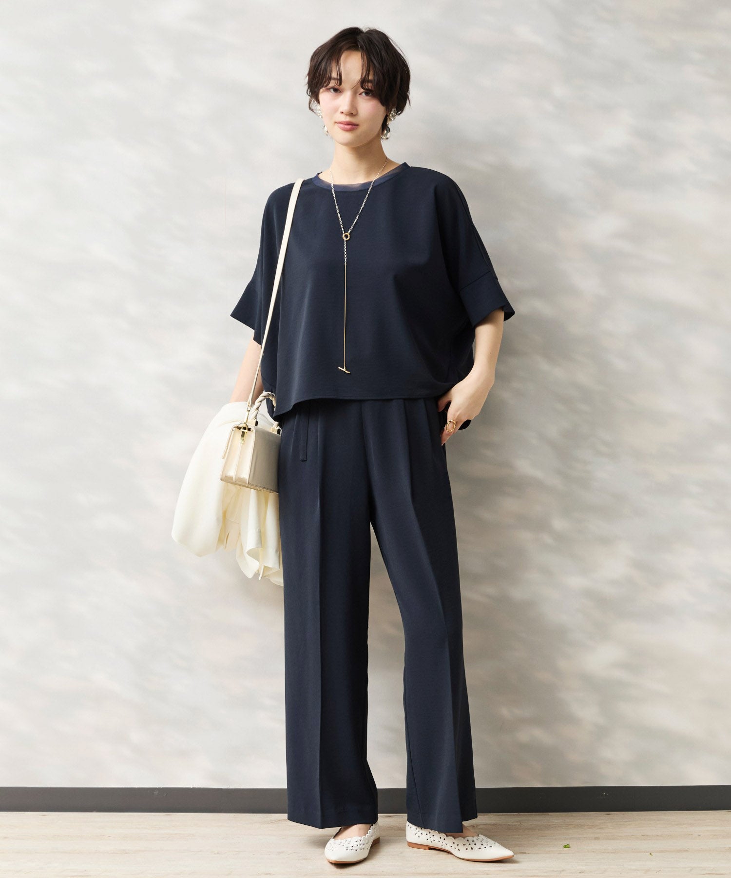 【JETSET SOLO PLUS】ハイストレッチカルゼワッシャーブラウス