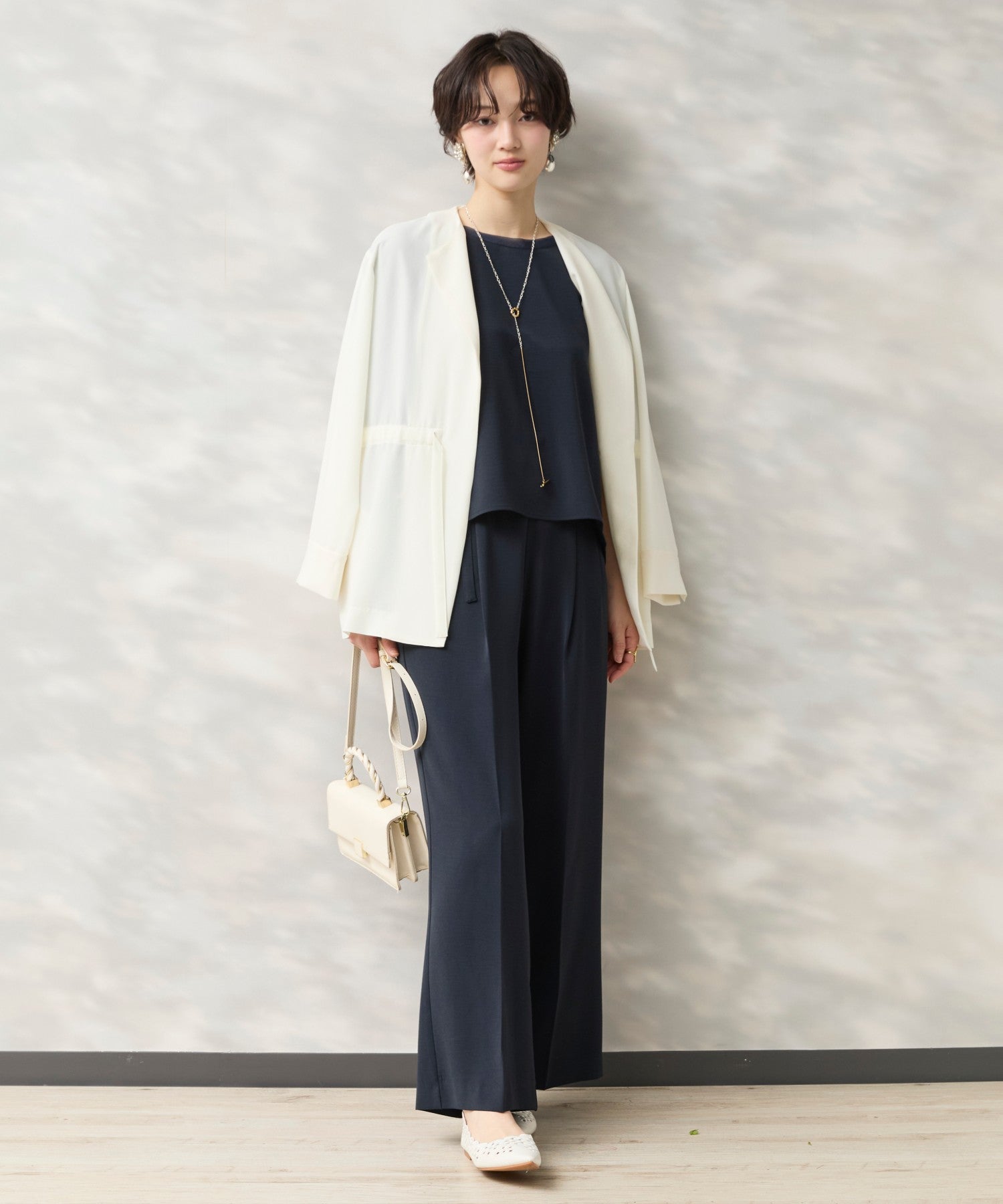 【JETSET SOLO PLUS】ハイストレッチカルゼワッシャーベルト付きパンツ