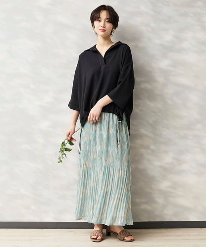 14-5926　【FONT LAB】ストリークプリントマジョリカプリーツスカート