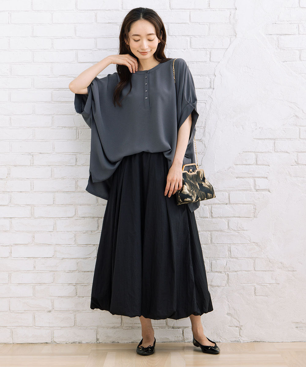 21号(6L～) スムースジョーゼットバンドカラーブラウス