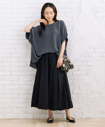 21号(6L～) スムースジョーゼットバンドカラーブラウス