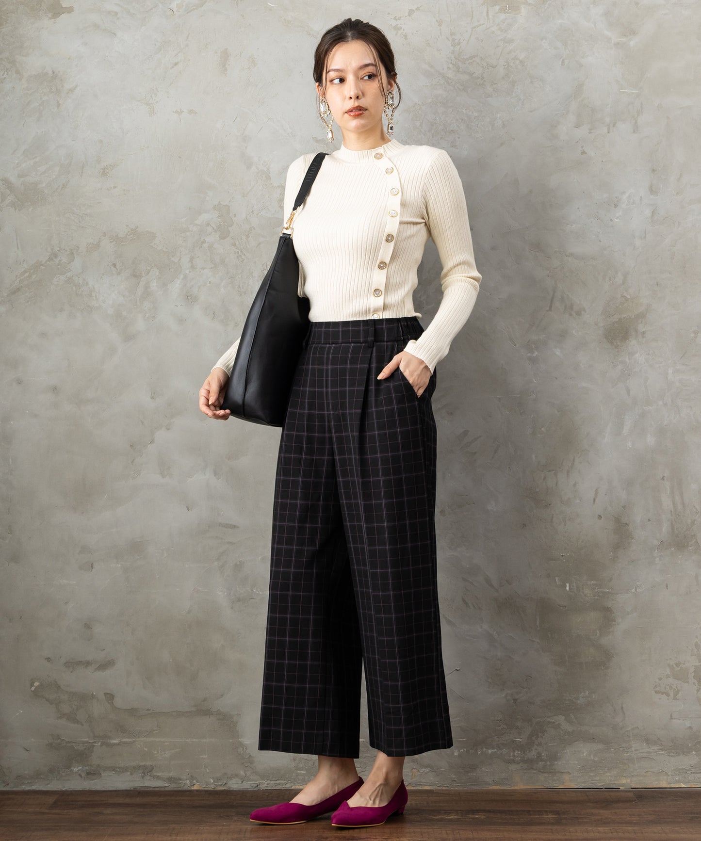 12-1892【JETSET SOLO PLUS】2WAYピーチツイルワイドパンツ