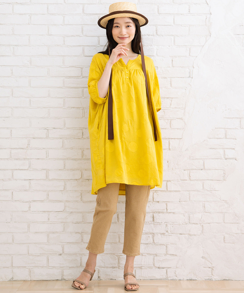 21号(6L～) INDESIGN ドットジャガード＆エンブロイダリーチュニック