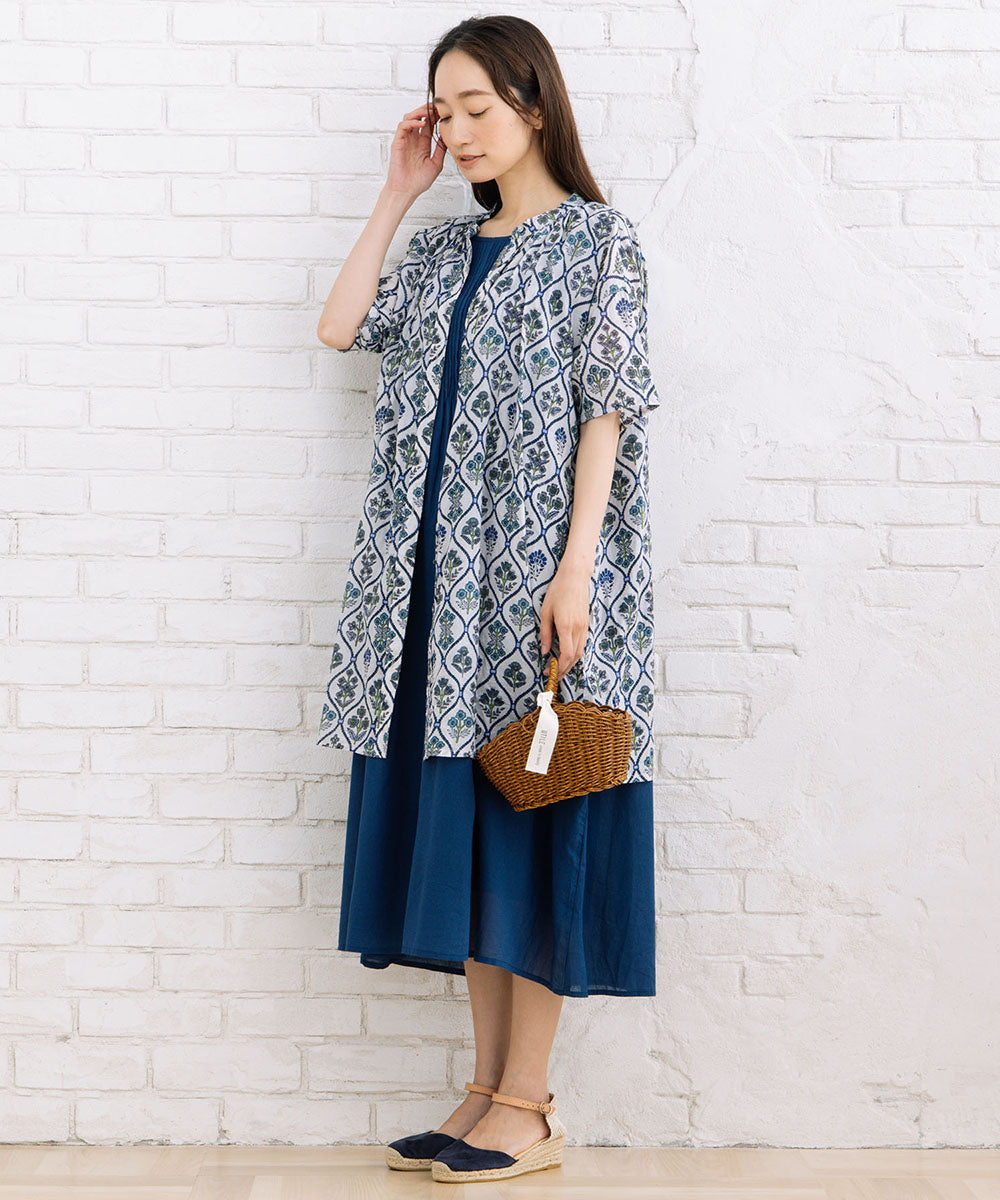 21号(6L～) フラワータイルプリントチュニック