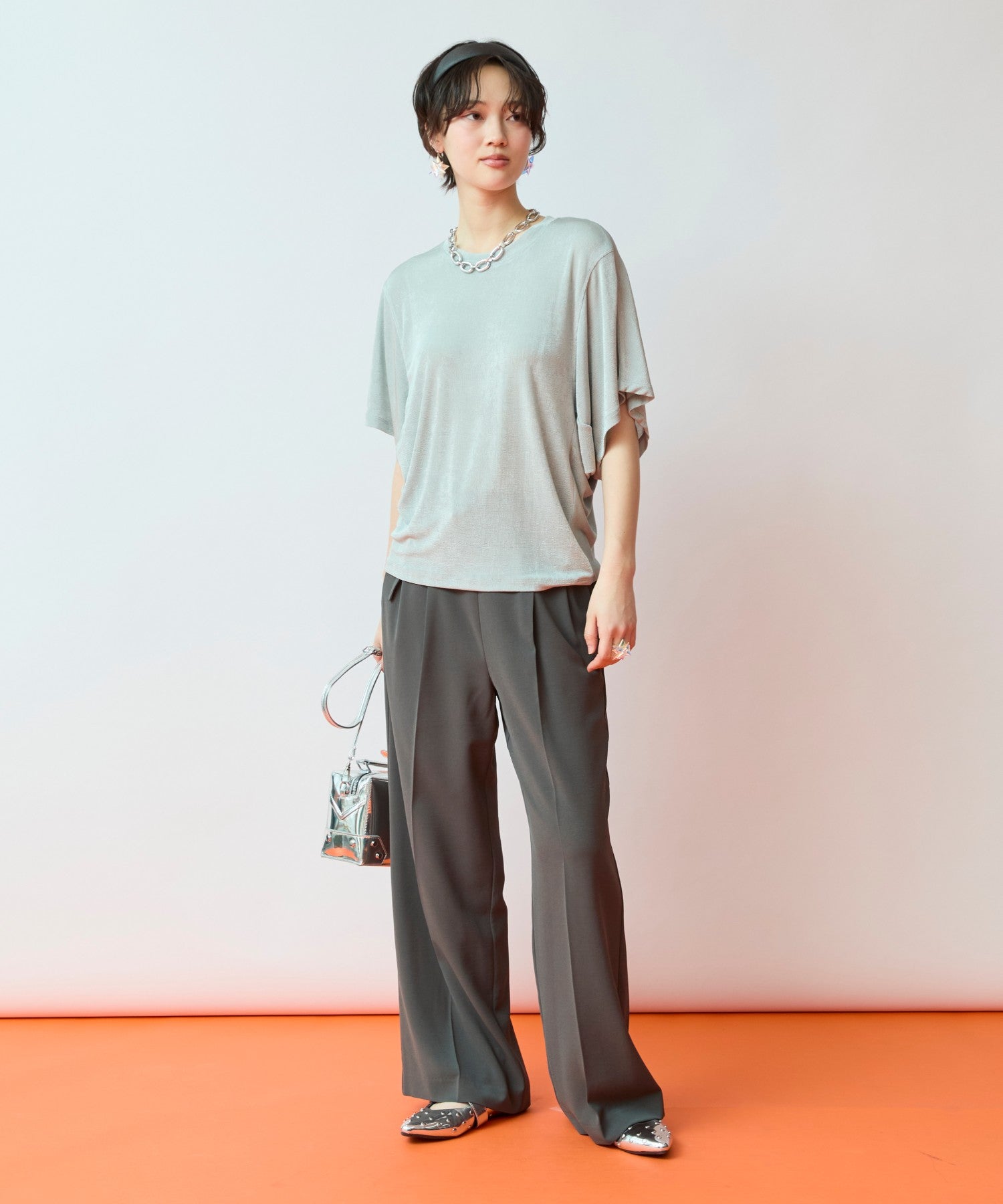 【JETSET SOLO PLUS】ハイストレッチカルゼワッシャーベルト付きパンツ
