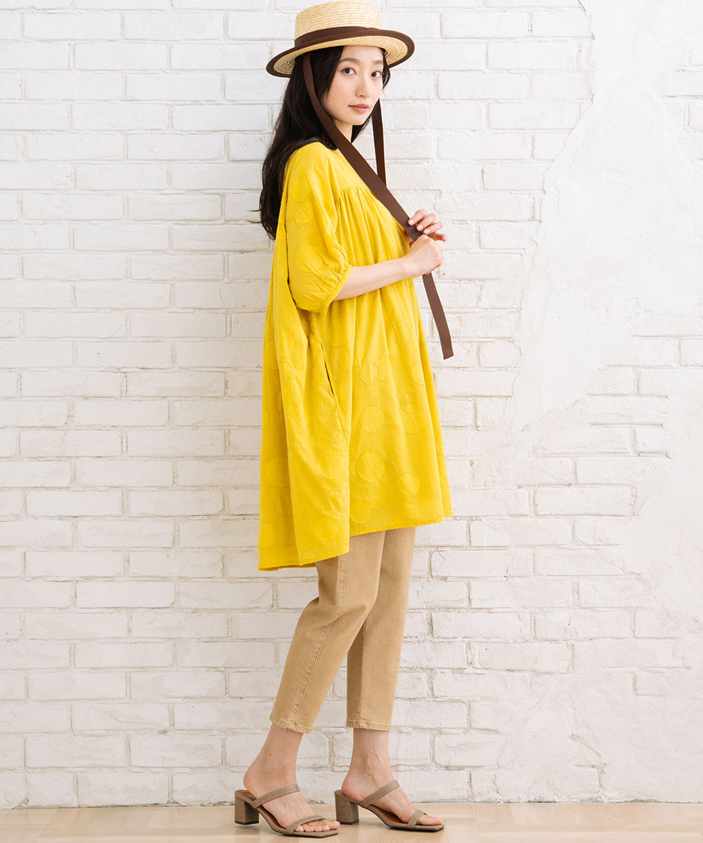 INDESIGN ドットジャガード＆エンブロイダリーチュニック