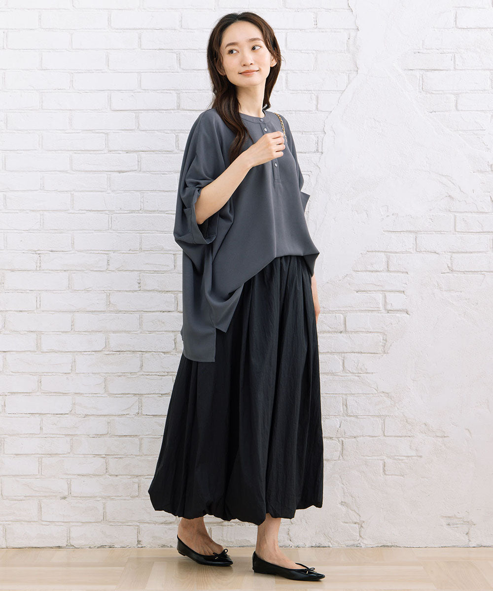 21号(6L～) スムースジョーゼットバンドカラーブラウス