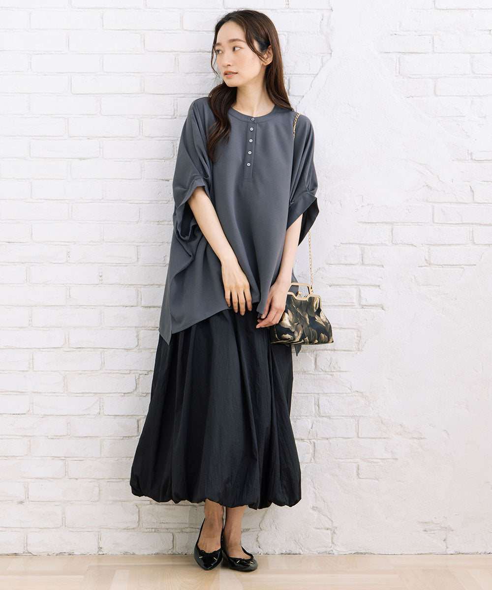 21号(6L～) スムースジョーゼットバンドカラーブラウス