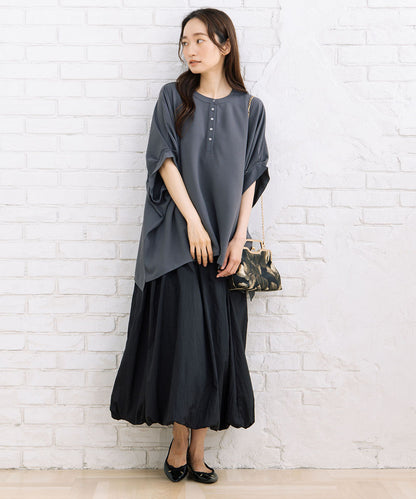 21号(6L～) スムースジョーゼットバンドカラーブラウス