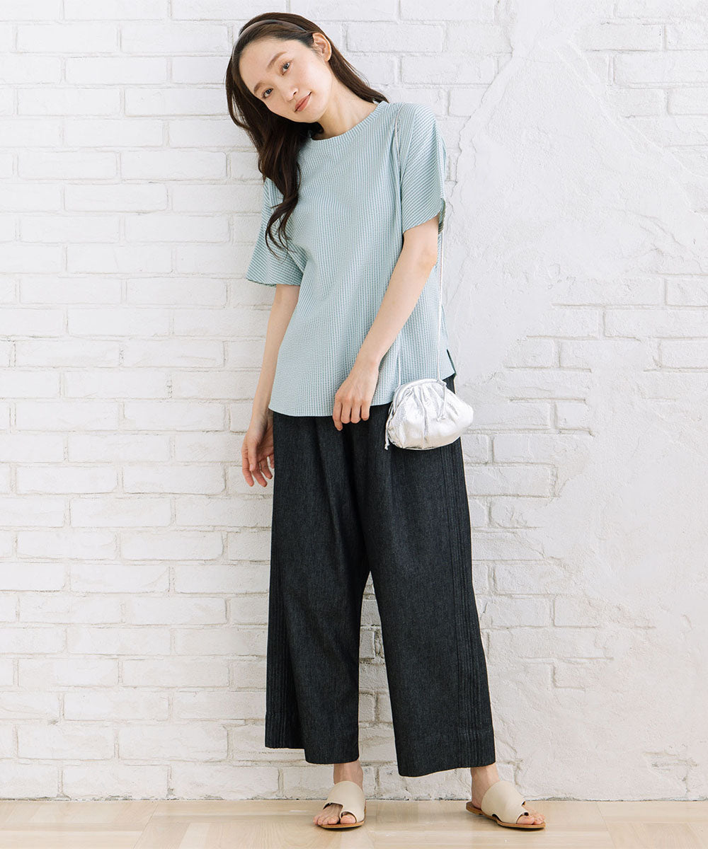 INDESIGN ピンタックラインデニムパンツ