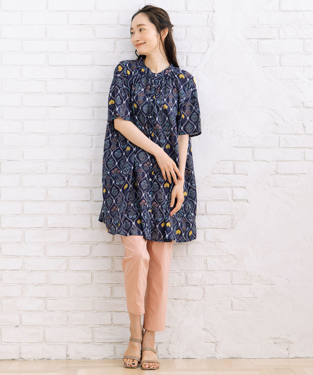 フラワータイルプリントチュニック