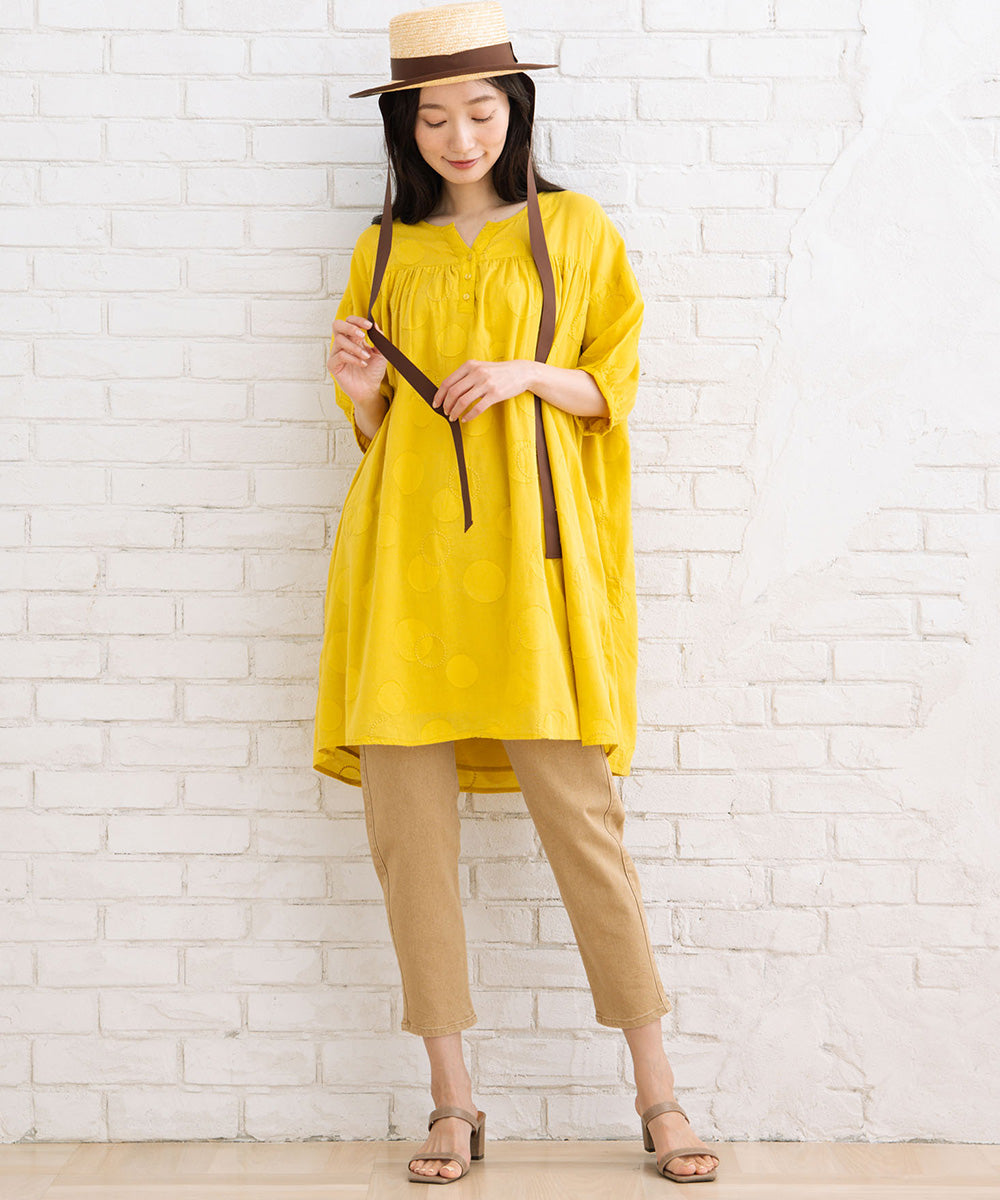 INDESIGN ドットジャガード＆エンブロイダリーチュニック