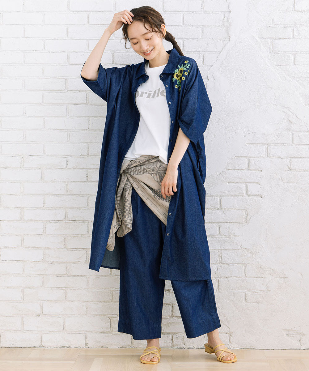 INDESIGN ピンタックラインデニムパンツ