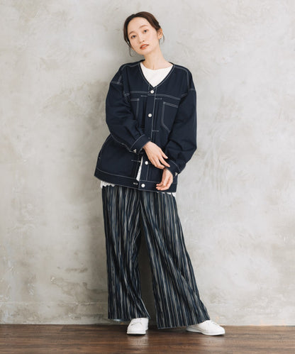 【sabstreet bis】【web限定】 セルフカットプリーツワイドパンツ