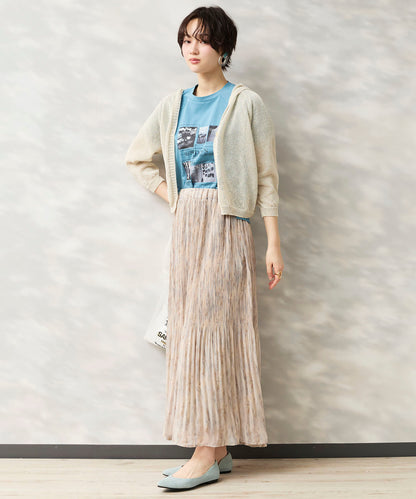 14-5926　【FONT LAB】ストリークプリントマジョリカプリーツスカート