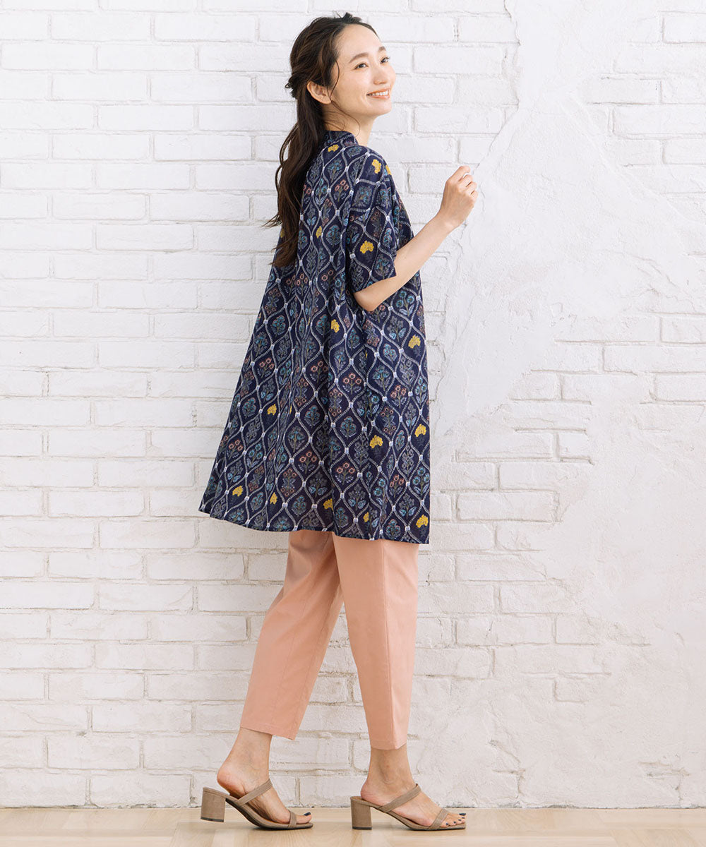 21号(6L～) フラワータイルプリントチュニック