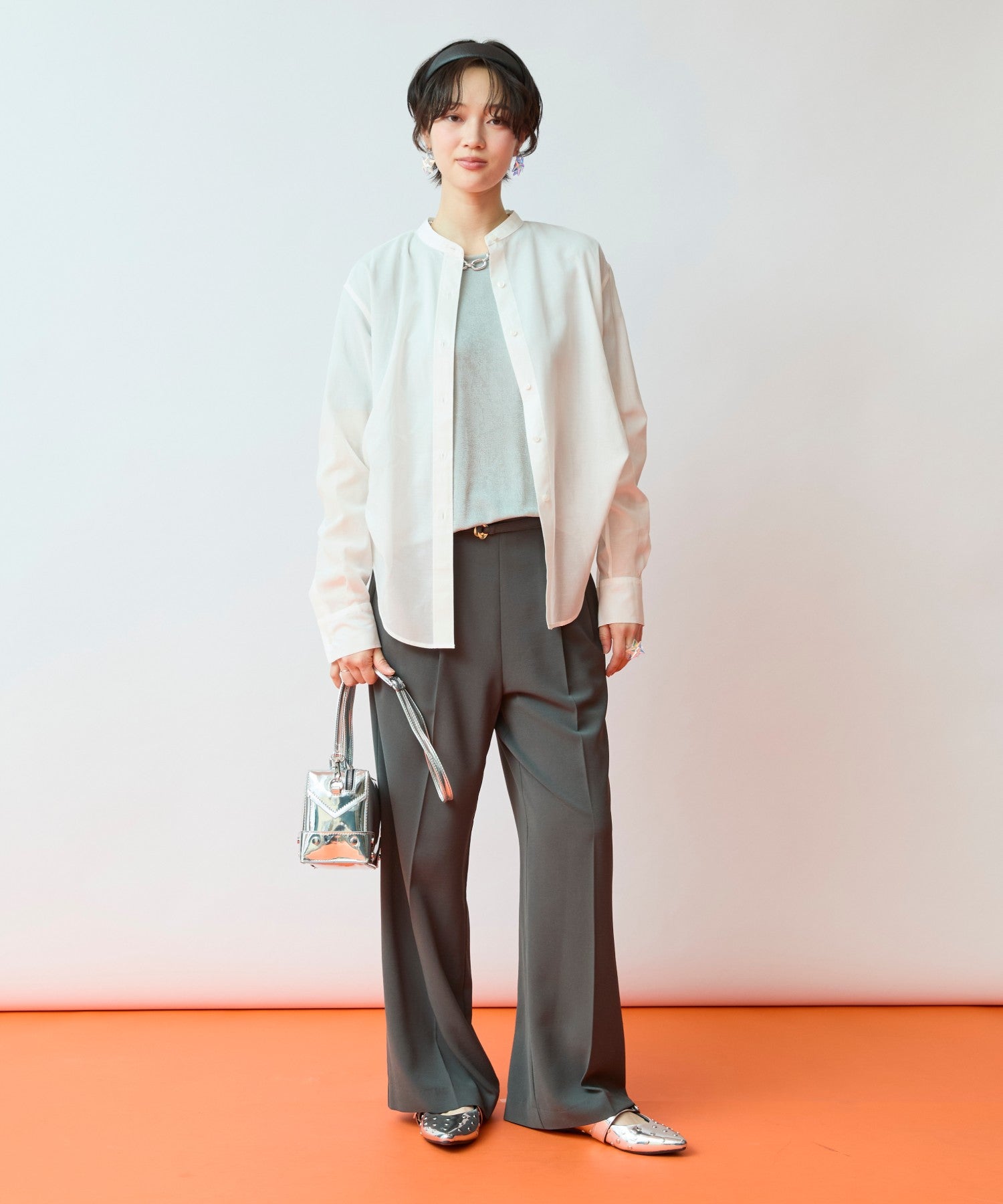 【JETSET SOLO PLUS】ハイストレッチカルゼワッシャーベルト付きパンツ
