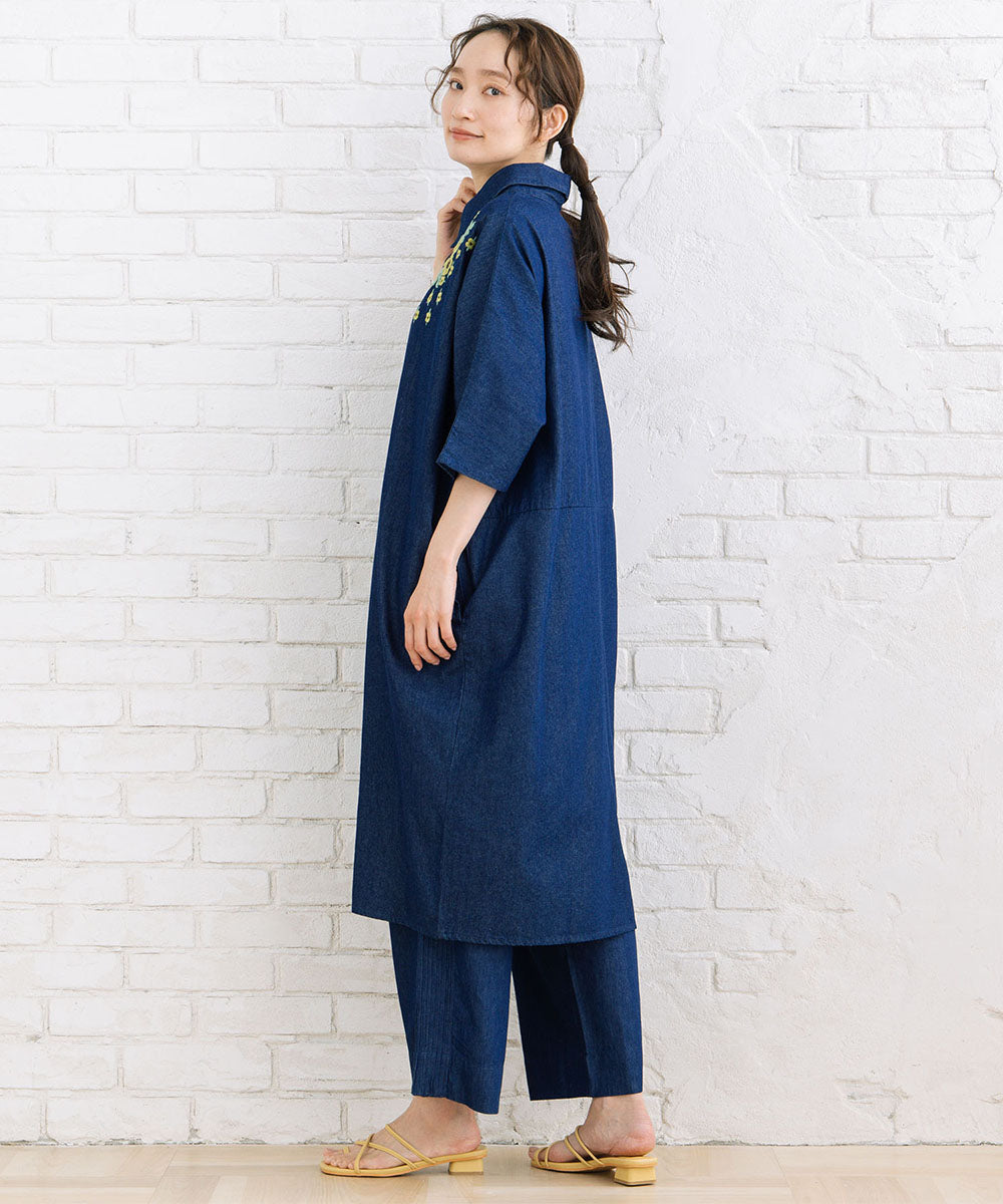 INDESIGN ピンタックラインデニムパンツ