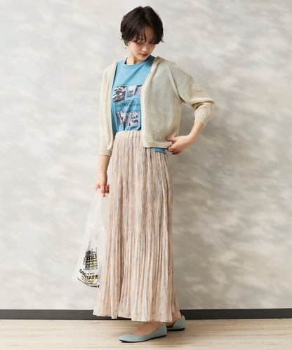 14-5926　【FONT LAB】ストリークプリントマジョリカプリーツスカート