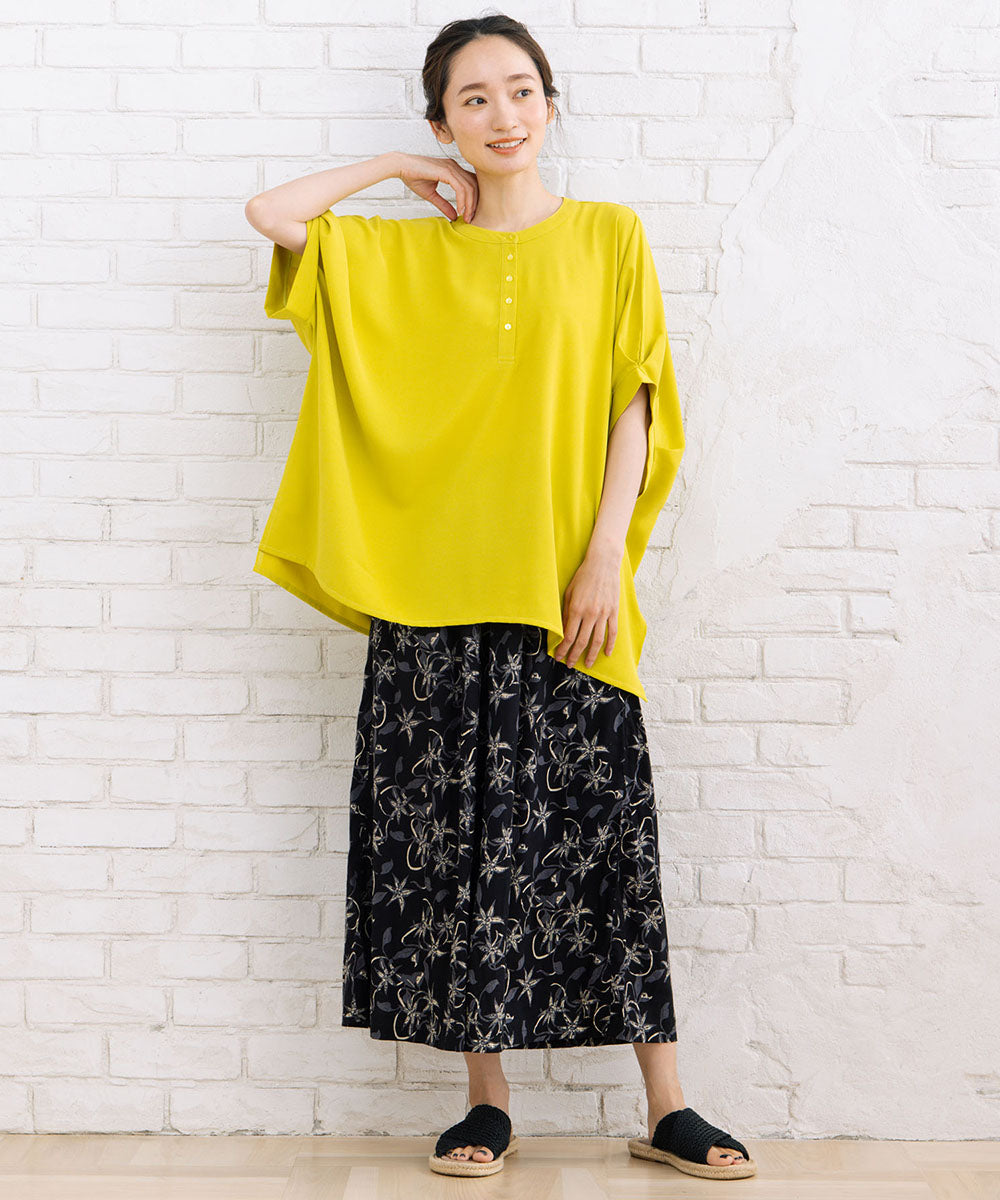 21号(6L～) スムースジョーゼットバンドカラーブラウス