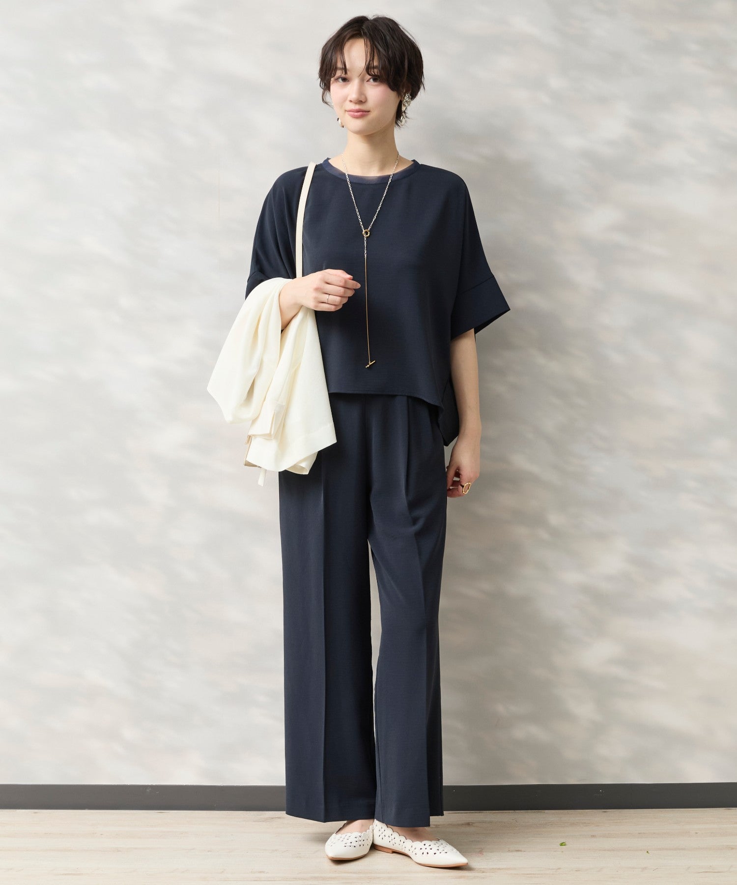 【JETSET SOLO PLUS】ハイストレッチカルゼワッシャーベルト付きパンツ