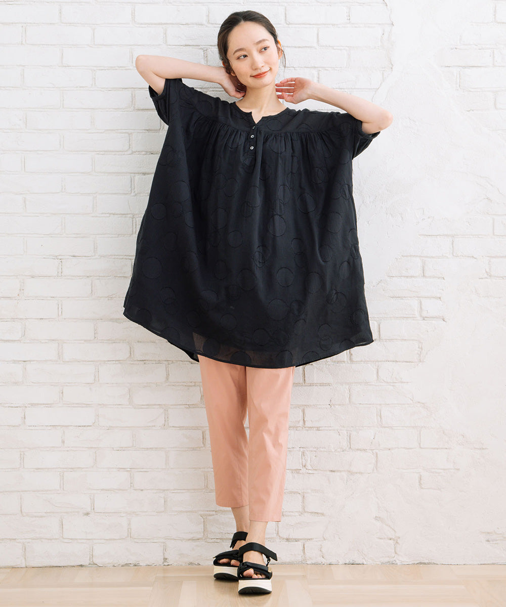 21号(6L～) INDESIGN ドットジャガード＆エンブロイダリーチュニック