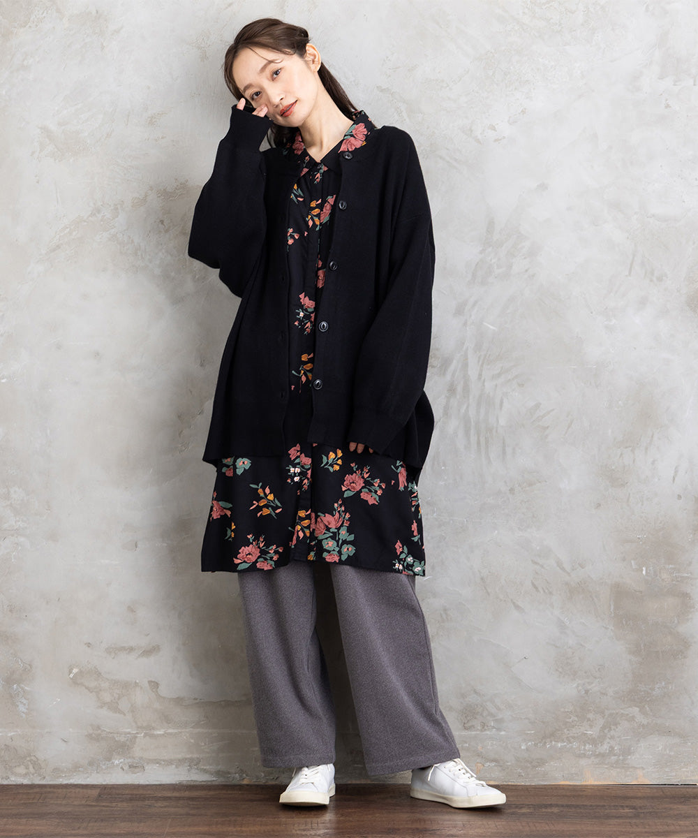 21号(6L～) INDESIGN フラワーブーケプリントシャツチュニック