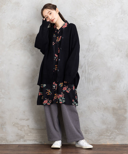 21号(6L～) INDESIGN フラワーブーケプリントシャツチュニック