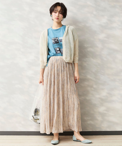 14-5926　【FONT LAB】ストリークプリントマジョリカプリーツスカート