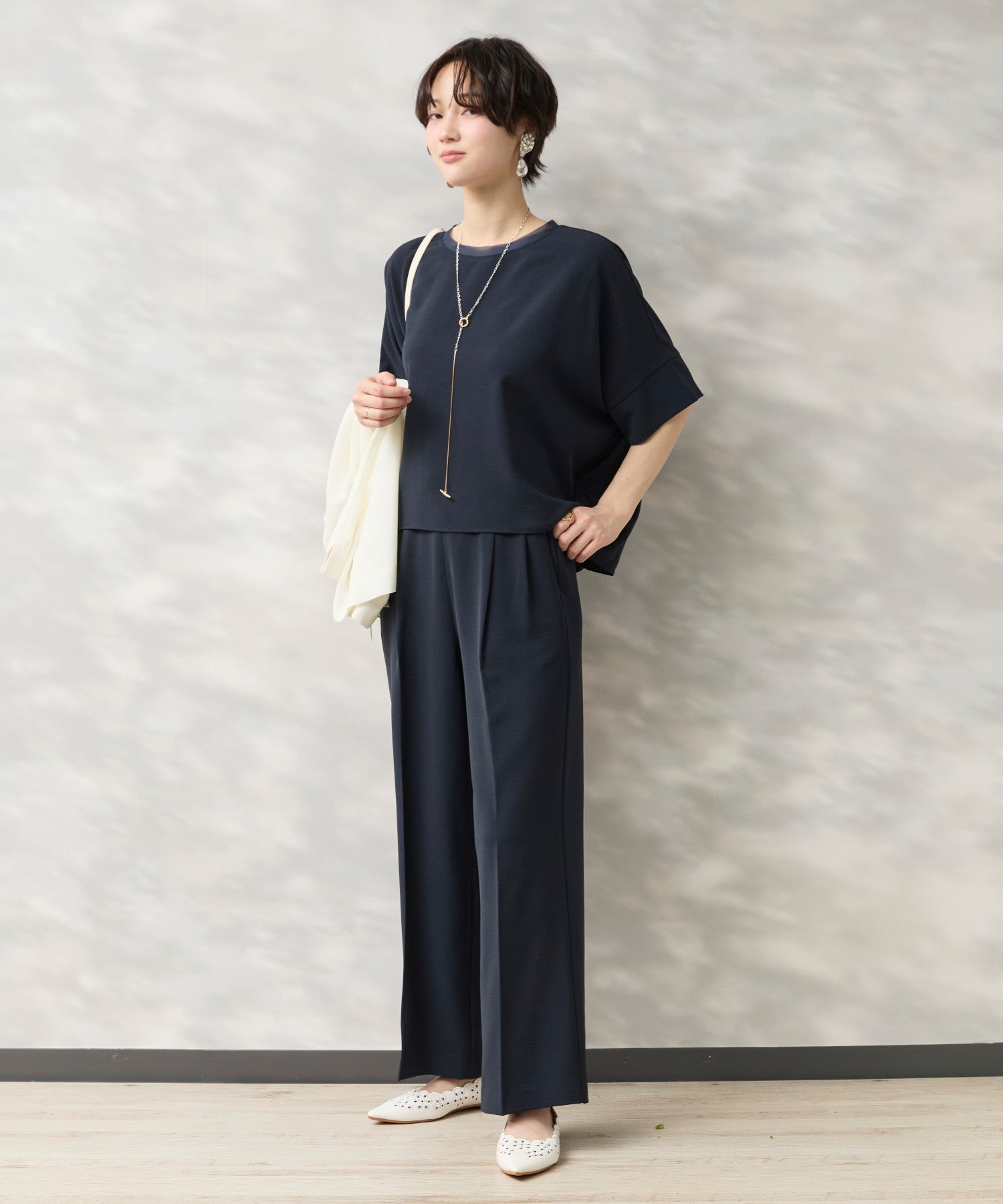 【JETSET SOLO PLUS】ハイストレッチカルゼワッシャーベルト付きパンツ