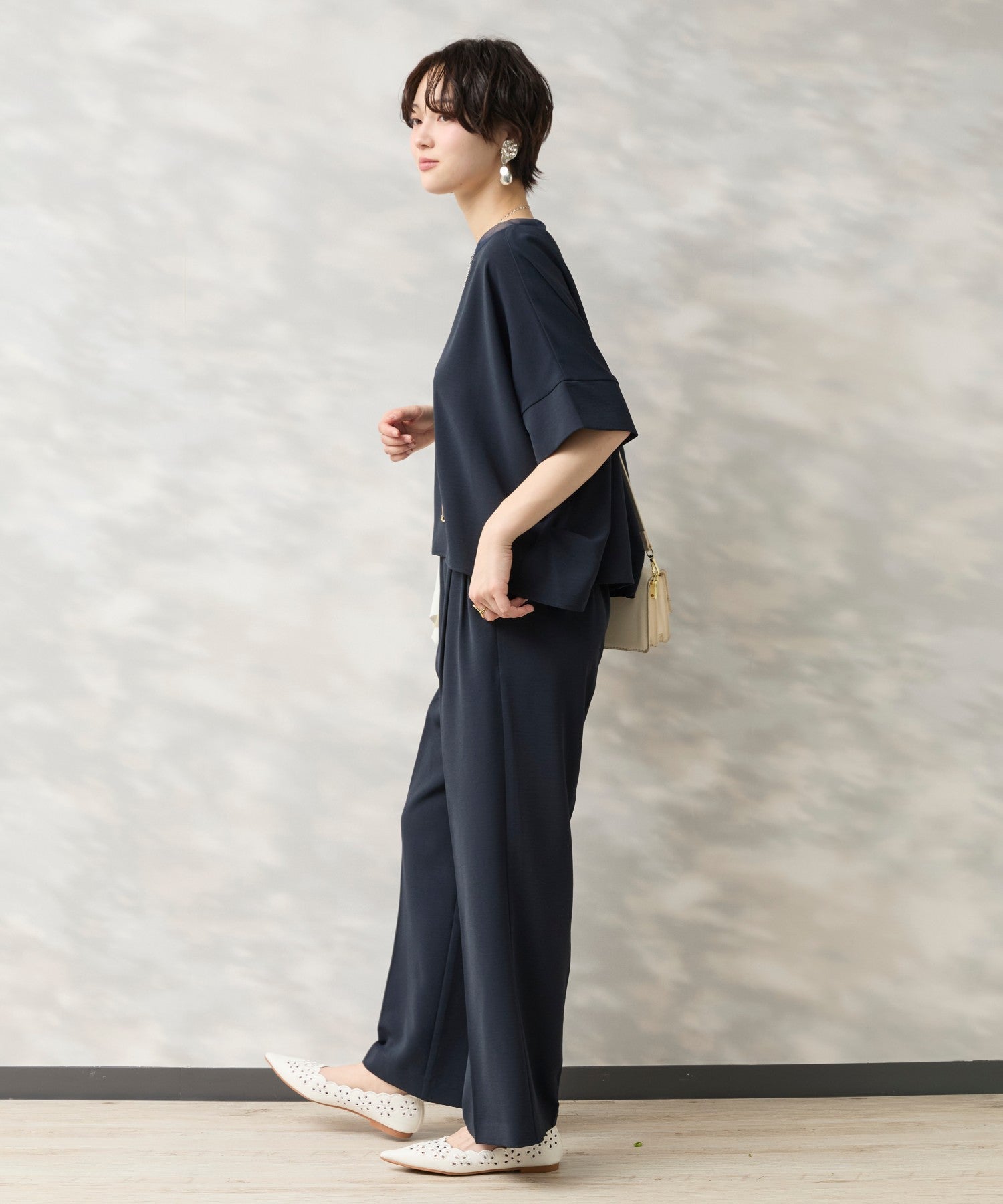 【JETSET SOLO PLUS】ハイストレッチカルゼワッシャーベルト付きパンツ