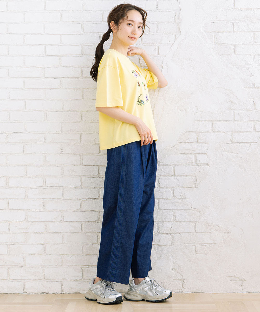 INDESIGN ピンタックラインデニムパンツ