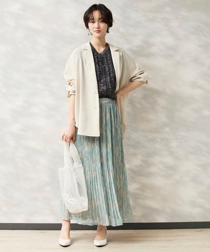 14-5926　【FONT LAB】ストリークプリントマジョリカプリーツスカート