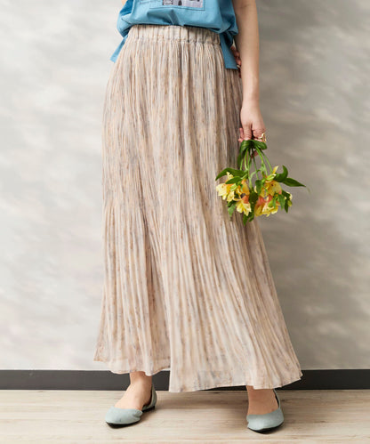 14-5926　【FONT LAB】ストリークプリントマジョリカプリーツスカート