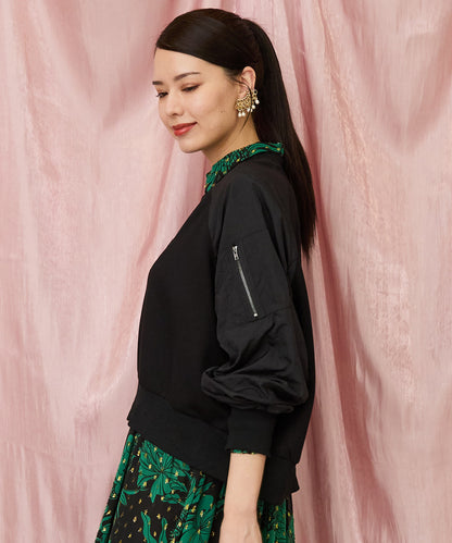 61-5850【FONT LAB】異素材コンビエンブロイダリーロゴスウェット